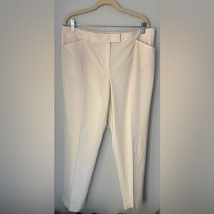Lafayette 148 New York Pants 14 Irving Pant Virgin Wool Off White Lined Career